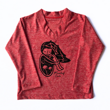 Cargar imagen en el visor de la galería, Polera roja cuello V manga larga