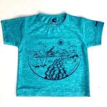 Cargar imagen en el visor de la galería, Polera turquesa cuello redondo manga corta