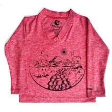 Cargar imagen en el visor de la galería, Polera roja cuello V manga larga