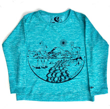 Cargar imagen en el visor de la galería, Polera turquesa cuello redondo manga larga