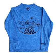 Cargar imagen en el visor de la galería, Polera azulina cuello V manga larga