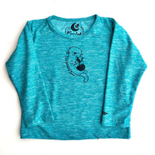 Cargar imagen en el visor de la galería, Polera turquesa cuello redondo manga larga