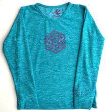 Cargar imagen en el visor de la galería, Polera turquesa cuello redondo manga larga