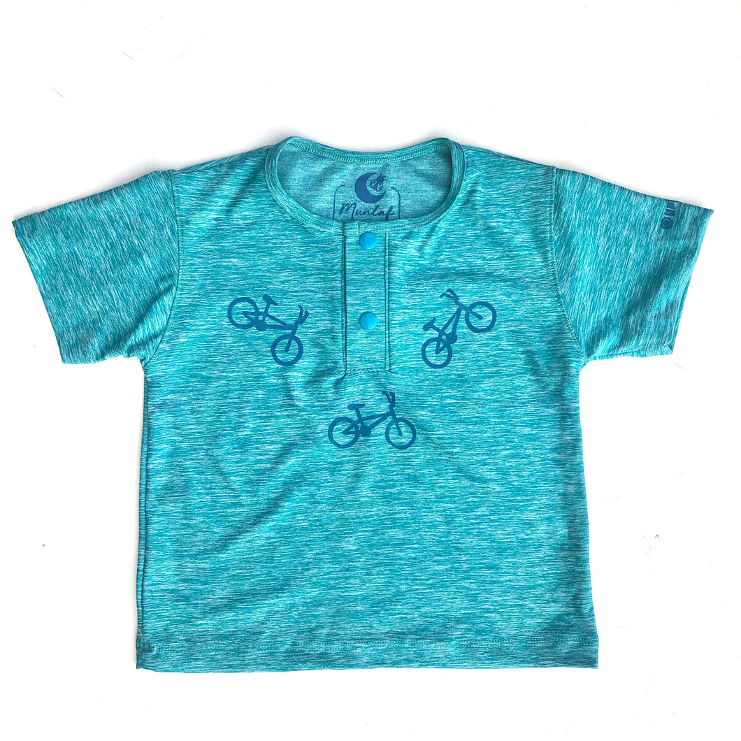 Polera turquesa cuello redondo manga corta
