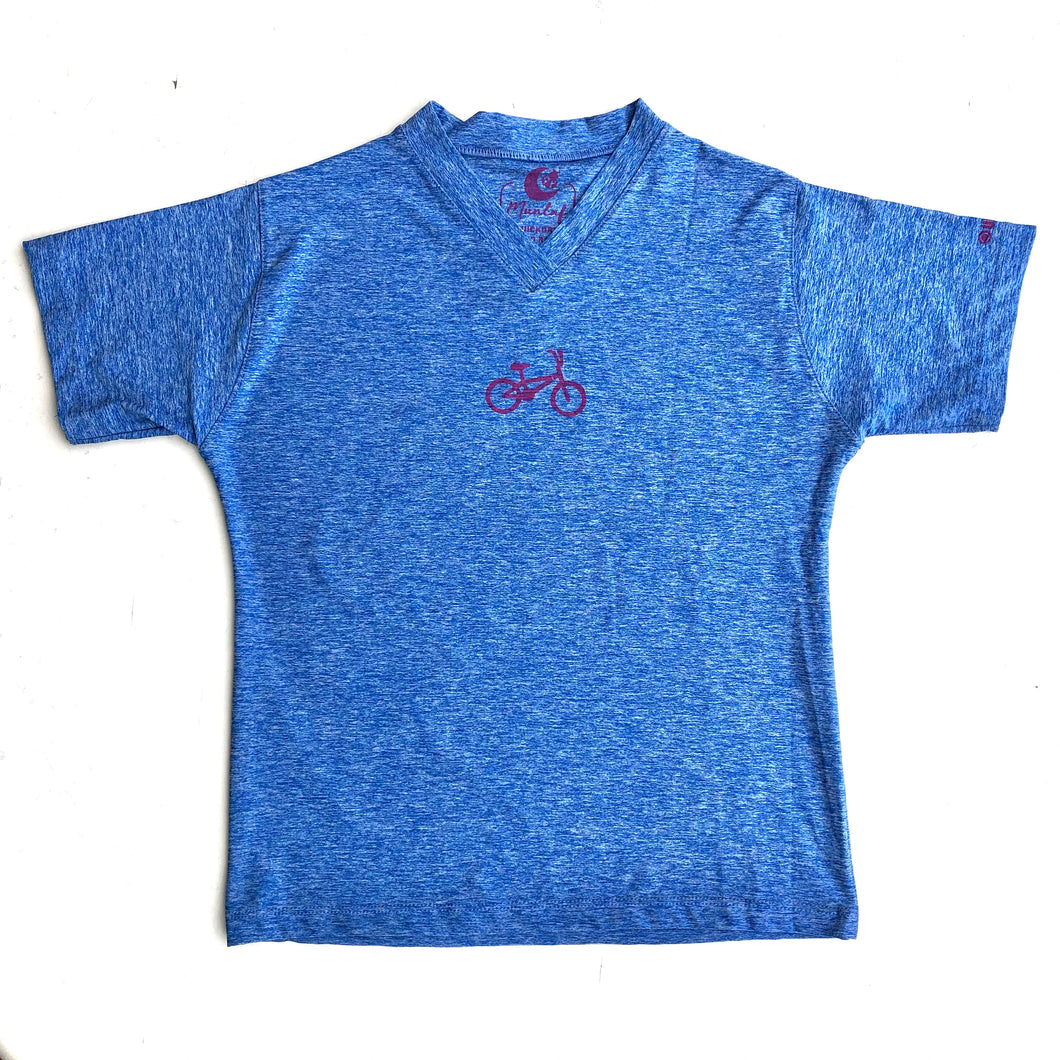 Polera azulina cuello V manga corta