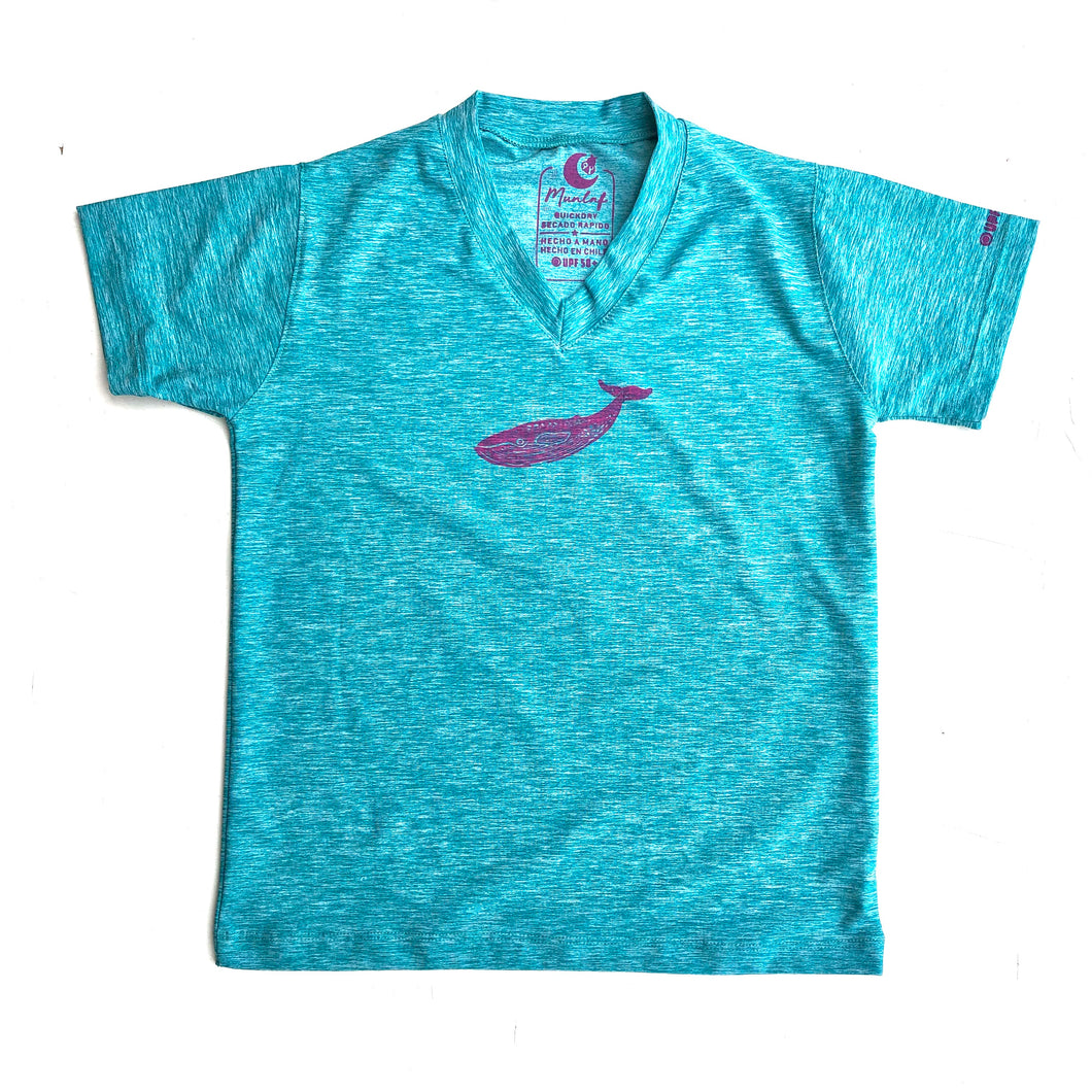 Polera turquesa cuello V manga corta