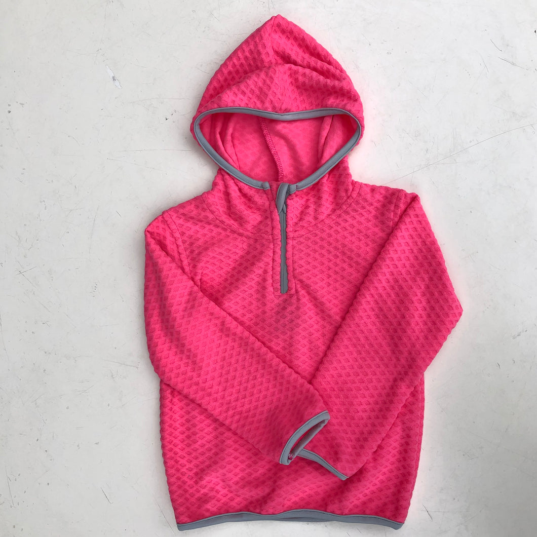 Polerón panal fucsia con gris